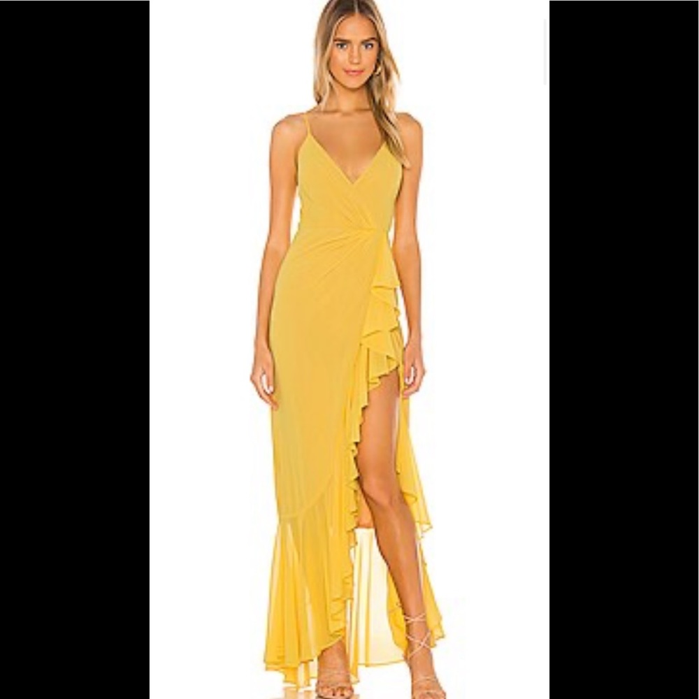 REVOLVE Lovers and friends: “Eyes on you” Maxi dress in butter yellow.